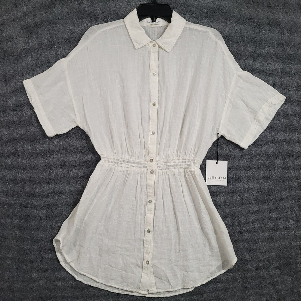 Bella Dahl Linen Blend Dress White Gauze Size M Summer Beach Vacation